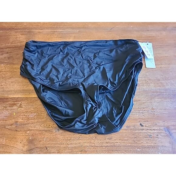 Anne Cole High Waist Swim Bottom Womens 24 W Separates Plus Swimsuit Black 3 Way - Picture 1 of 6